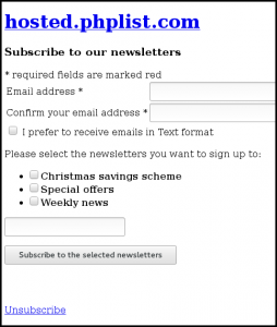 An accessible phpList subscription page