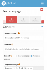 Screenshot of creating a campaign on mobile